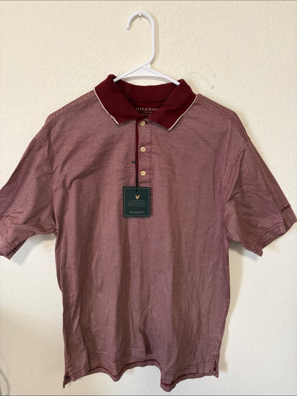 Lyle & Scott Men's Maroon Polo with Contrast Collar